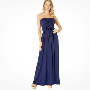 NWT Susana Monaco Tie Front Strapless Maxi Dress in Navy - Size: Medium
